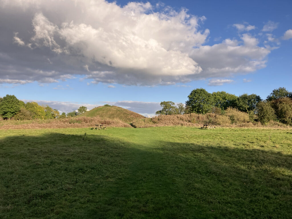 The remaining earthworks of Brinklow motte and bailey castle